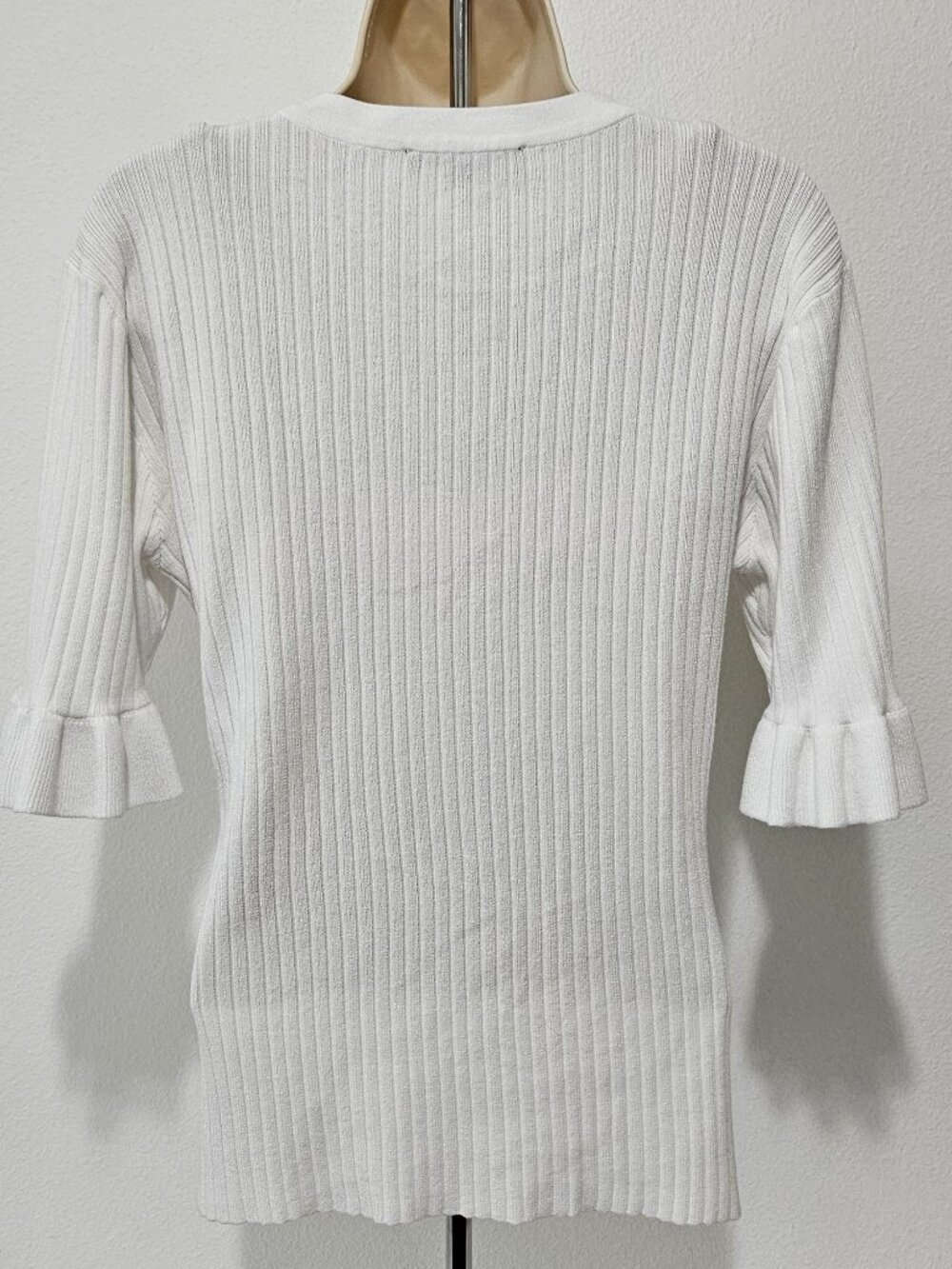 Chadwicks Ribbed Square Neck Ruffle Sleeve Pullover Sweater - Picture 6 of 10